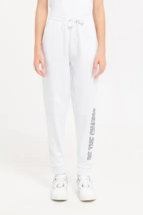 Senior Girls Ecru Printed Track Pants