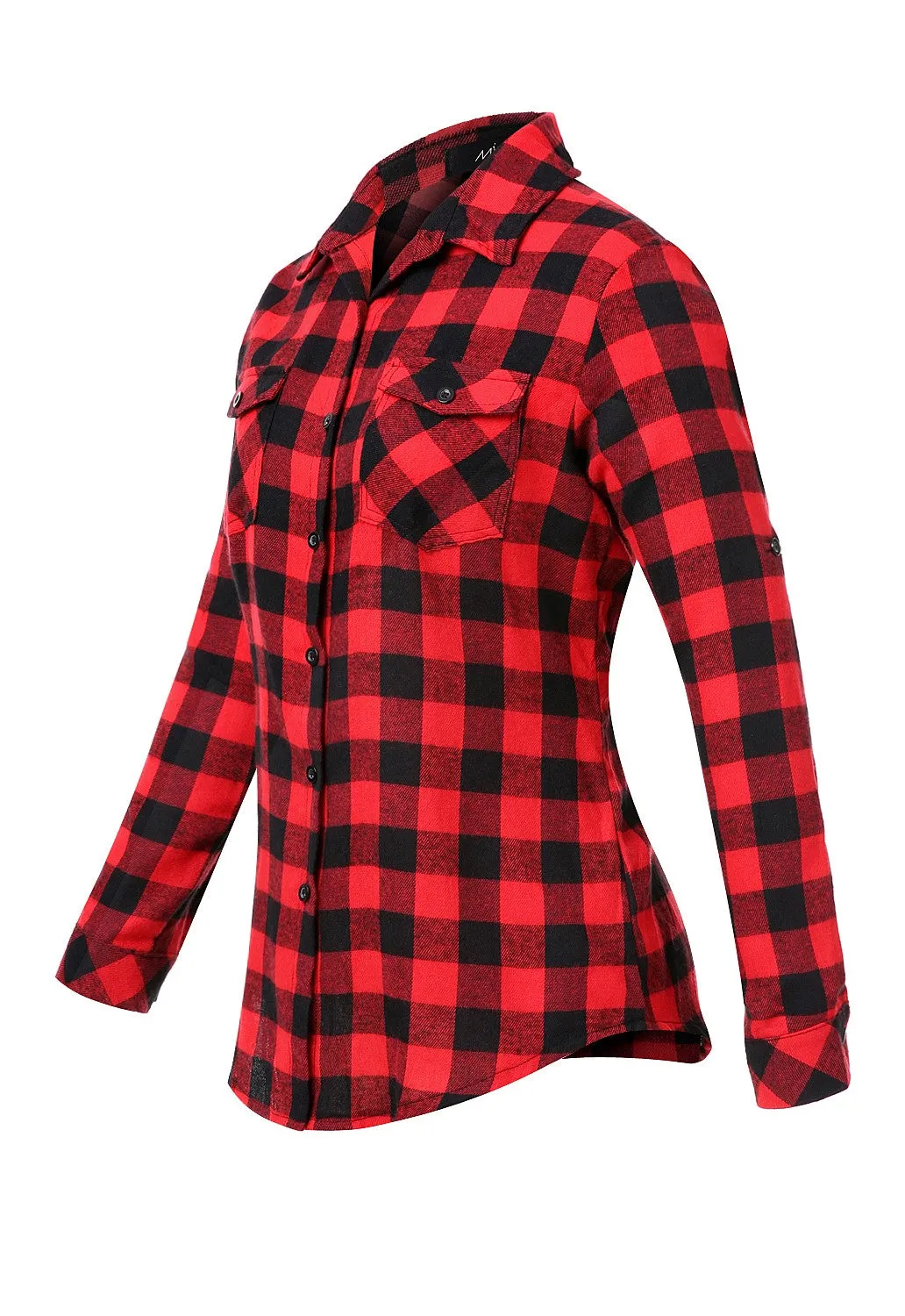 Sidiou Group Casual Loose Plaid Roll Up Sleeve Button Down Shirt Dark Blue XL