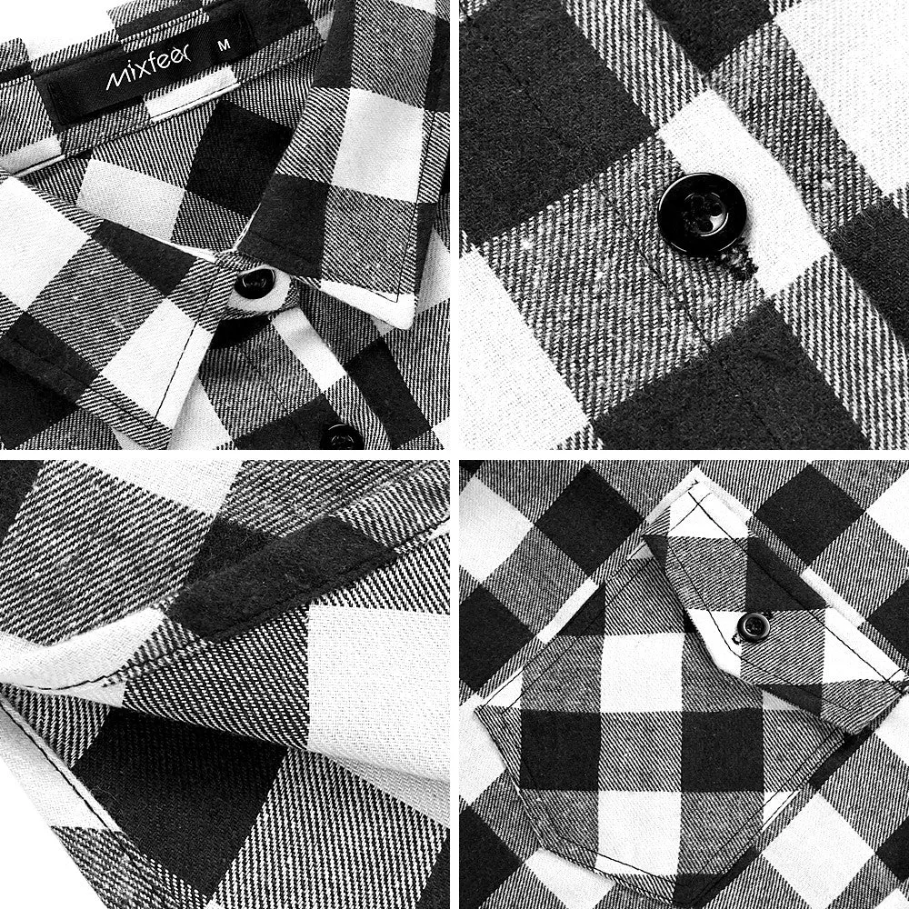 Sidiou Group Casual Loose Plaid Roll Up Sleeve Button Down Shirt Dark Blue XL
