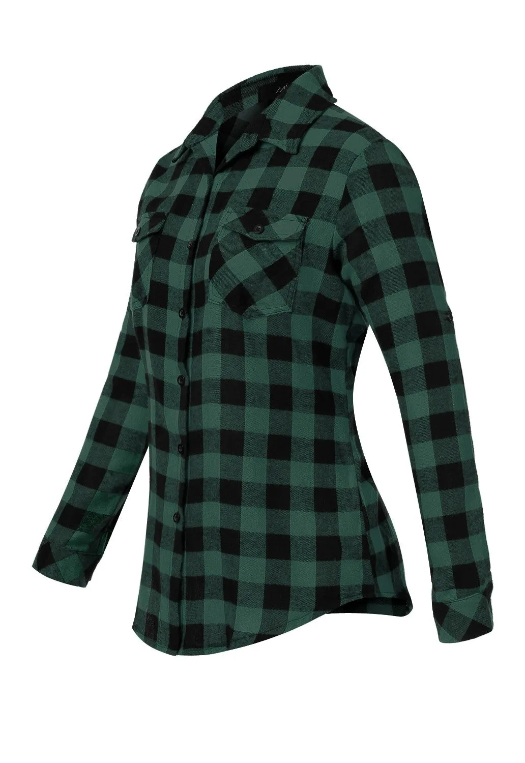 Sidiou Group Casual Loose Plaid Roll Up Sleeve Button Down Shirt Dark Blue XL