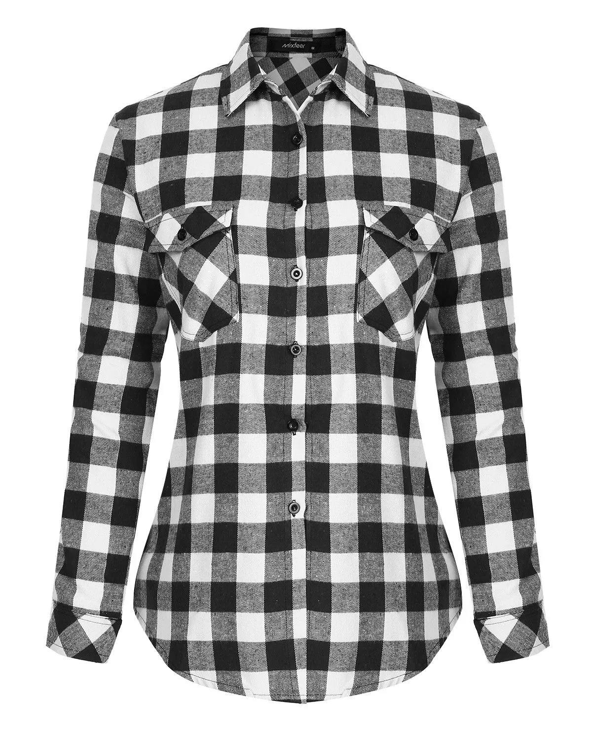 Sidiou Group Casual Loose Plaid Roll Up Sleeve Button Down Shirt Dark Blue XL