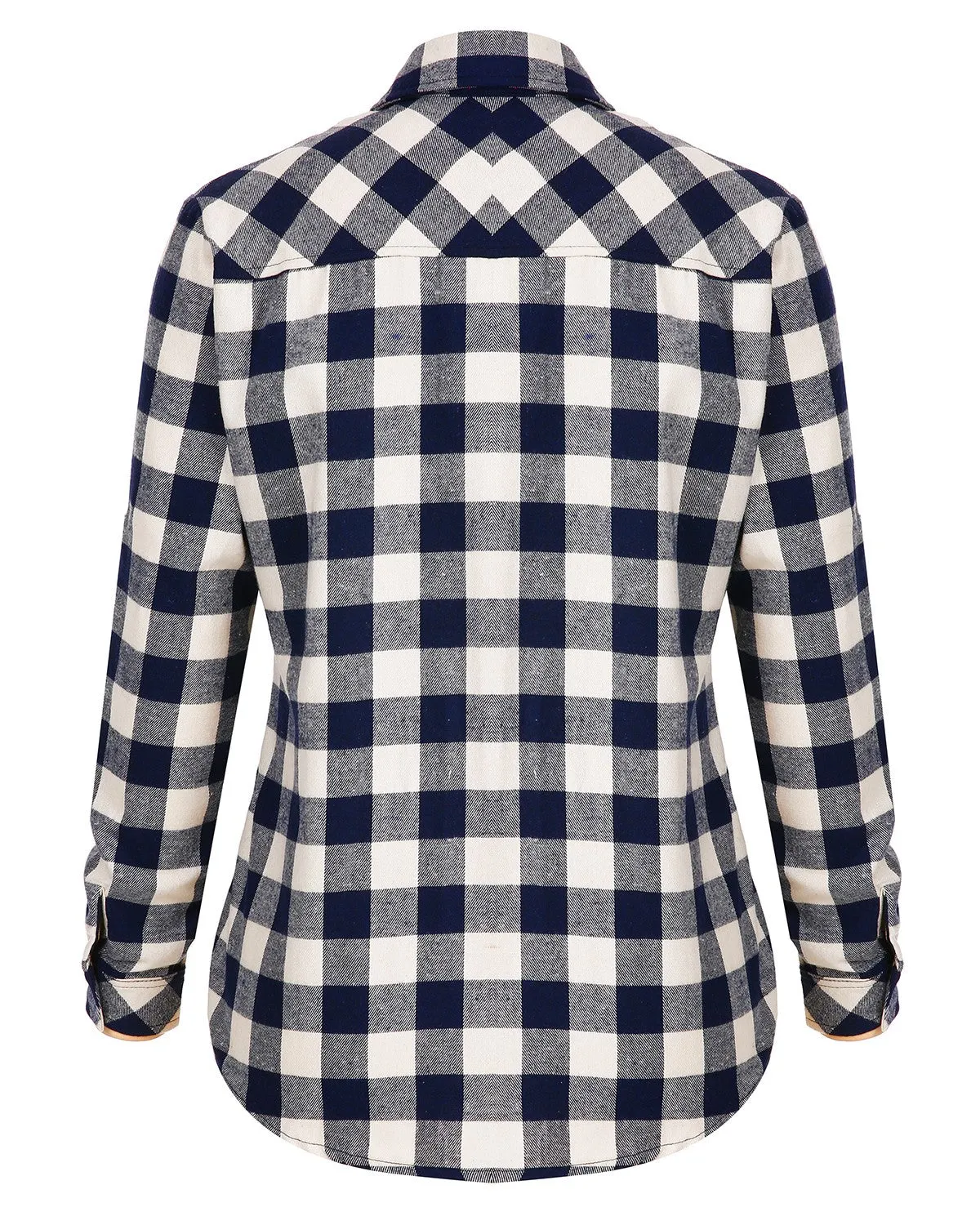 Sidiou Group Casual Loose Plaid Roll Up Sleeve Button Down Shirt Dark Blue XL