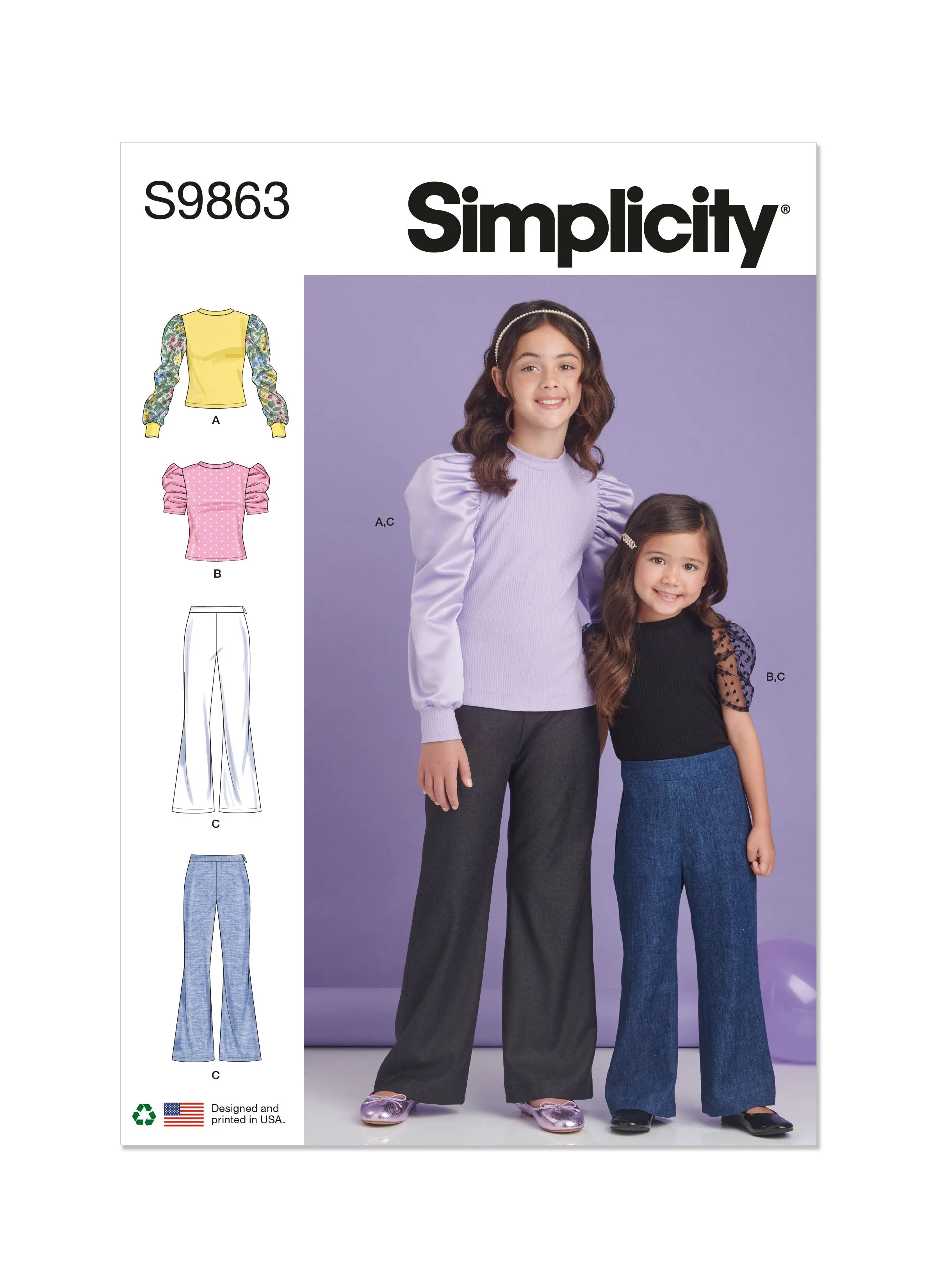 Simplicity Sewing Pattern 9863 Girls' Top and Pants