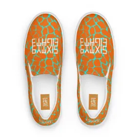 Sixty Eight 93 Logo White Boa Orange & Aqua Blue Men's Slip On Shoes