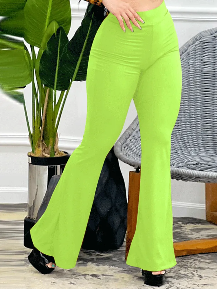 Solid High Graceful Waist Flare Pants