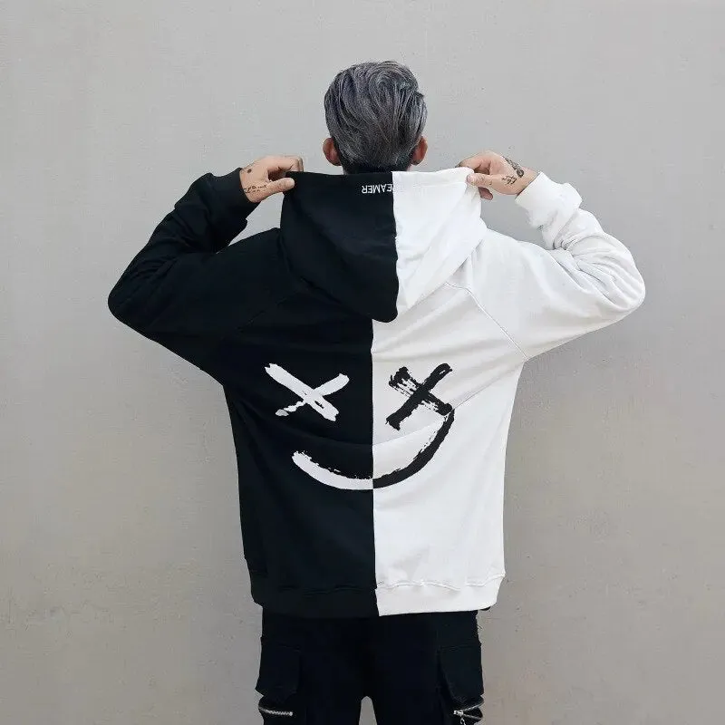Suppliers  Men Hoodies Sweatshirts Smile Print Headwear Hoodie Hip Hop