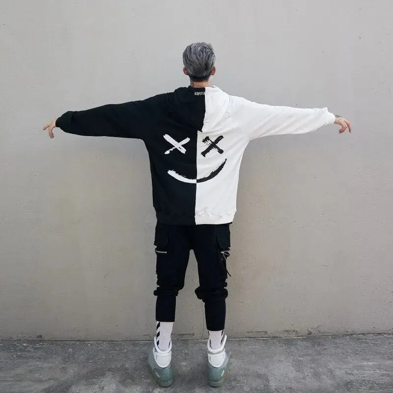 Suppliers  Men Hoodies Sweatshirts Smile Print Headwear Hoodie Hip Hop