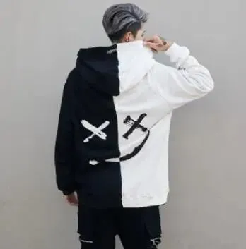 Suppliers  Men Hoodies Sweatshirts Smile Print Headwear Hoodie Hip Hop