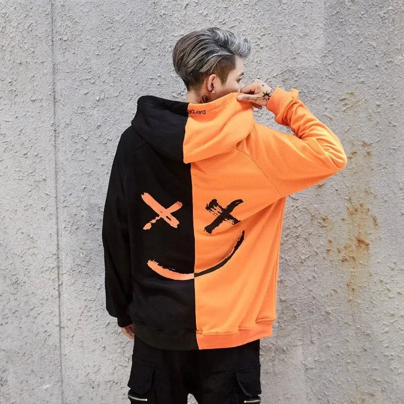 Suppliers  Men Hoodies Sweatshirts Smile Print Headwear Hoodie Hip Hop