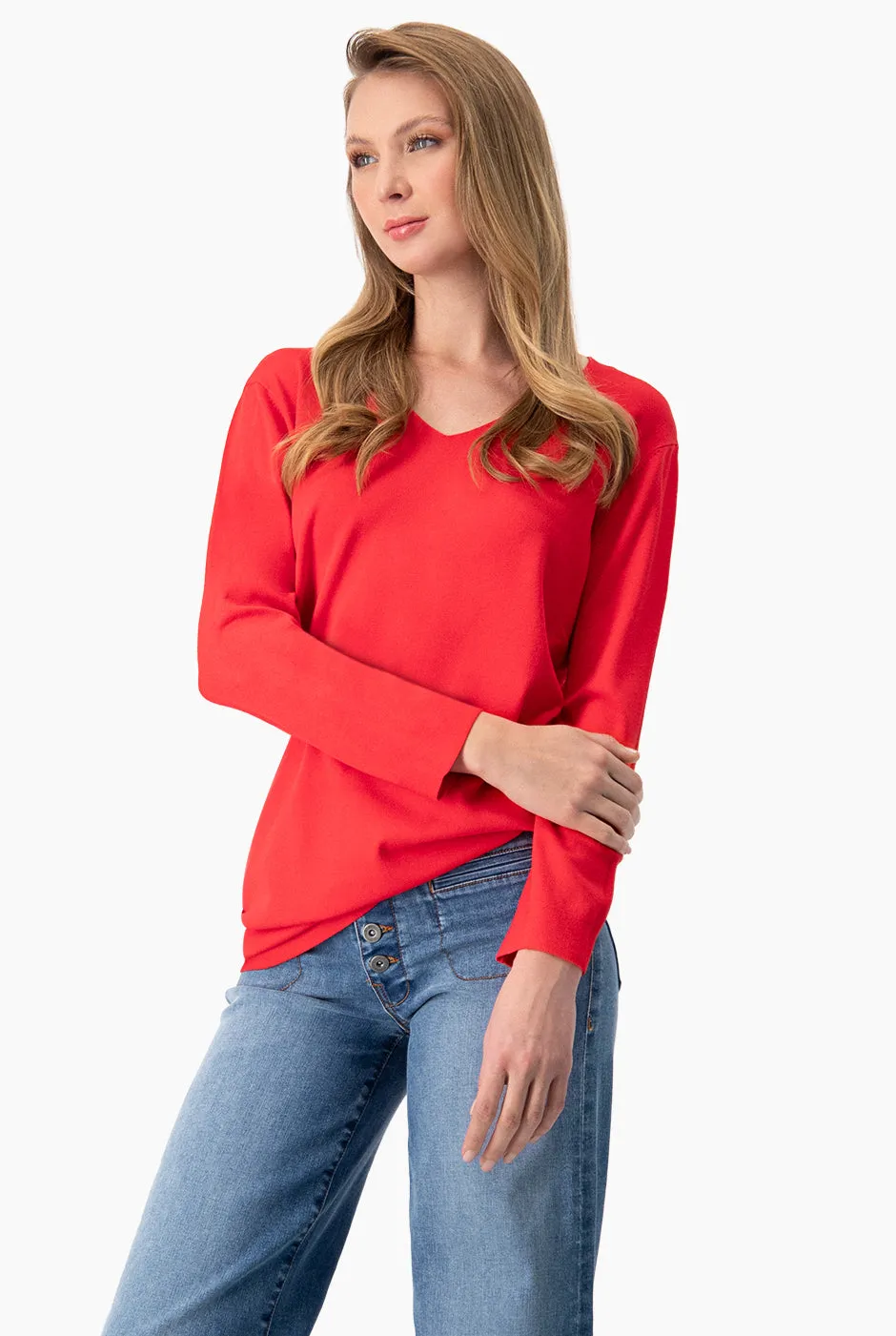 Suéter Punto V-Neck Rojo