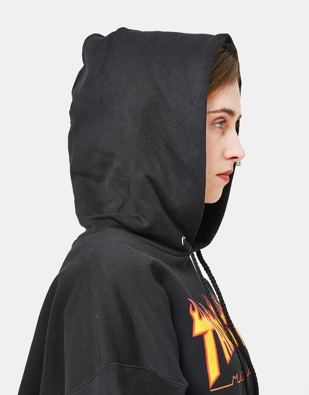 Thrasher Flame Logo Pullover Hoodie - Black