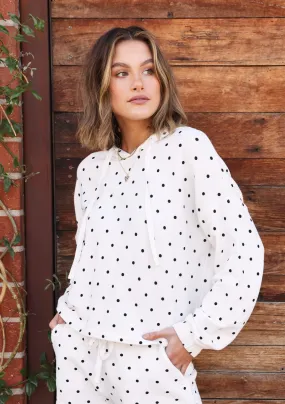 Trendy Polka-Dot Cropped Pullover Hoodie