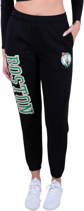 Ultra Game NBA Official Women's Super Soft Active Fleece Sweatpants Joggers, Boston Celtics, Black|Boston Celtics