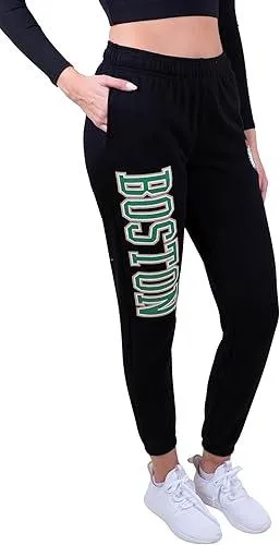 Ultra Game NBA Official Women's Super Soft Active Fleece Sweatpants Joggers, Boston Celtics, Black|Boston Celtics