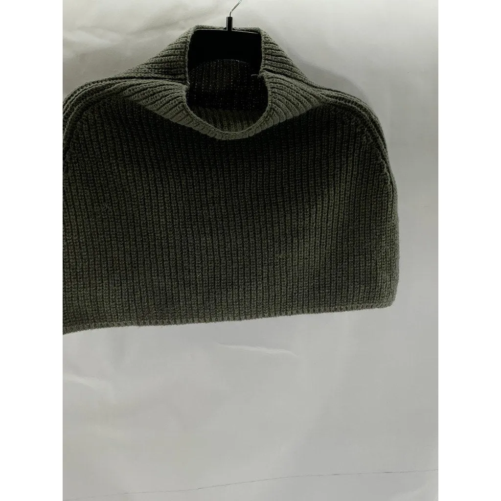 UNBRANDED Women's Gray Ribbed Pullover Turtleneck Sweater Shawl SZ OS