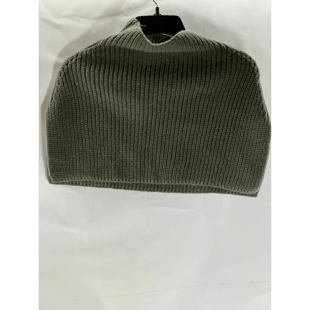 UNBRANDED Women's Gray Ribbed Pullover Turtleneck Sweater Shawl SZ OS