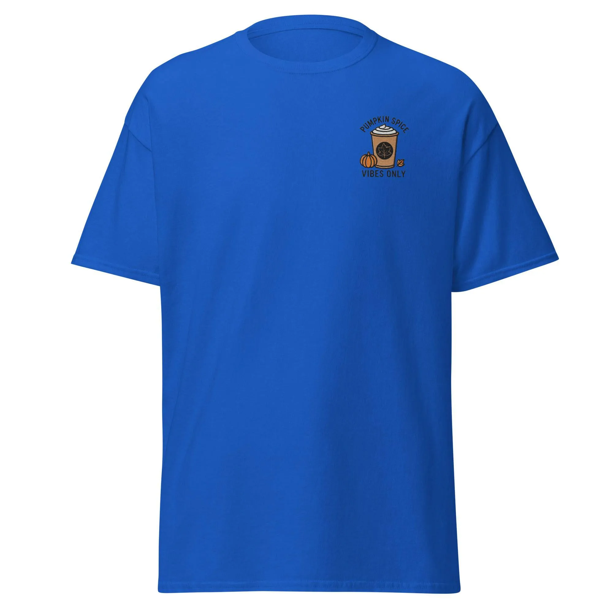 Unisex Fall Embroidered T-Shirt – "Pumpkin Spice Vibes" – Fun Fall Tee for Pumpkin Spice Lovers