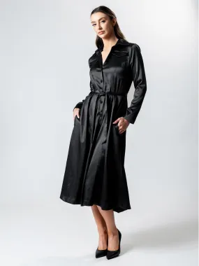 VANITY Long-Line Satin Coat Dress