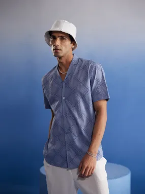 Vastramay Men's Aqua Blue Hakooba Shirt