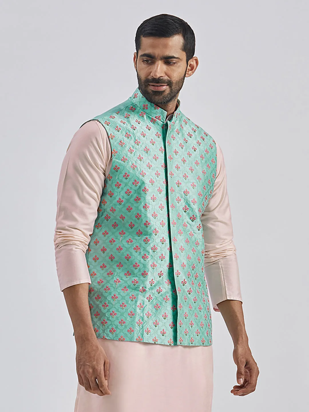 VASTRAMAY Men's Mint Green - Nehru Jacket
