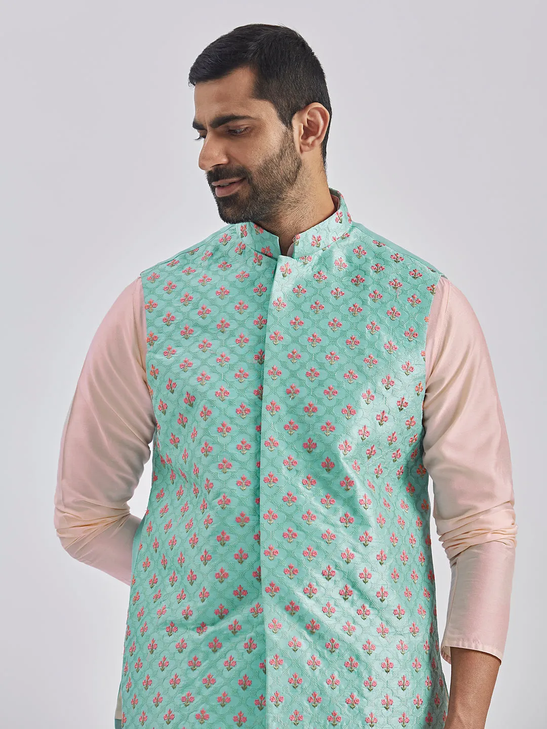 VASTRAMAY Men's Mint Green - Nehru Jacket