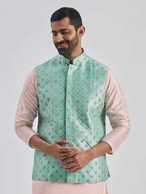 VASTRAMAY Men's Mint Green - Nehru Jacket