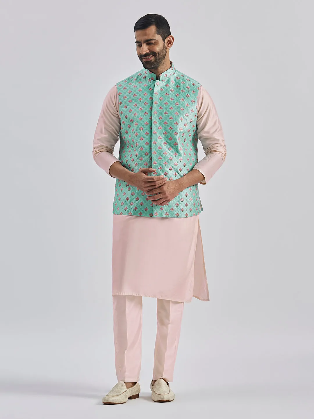 VASTRAMAY Men's Mint Green - Nehru Jacket