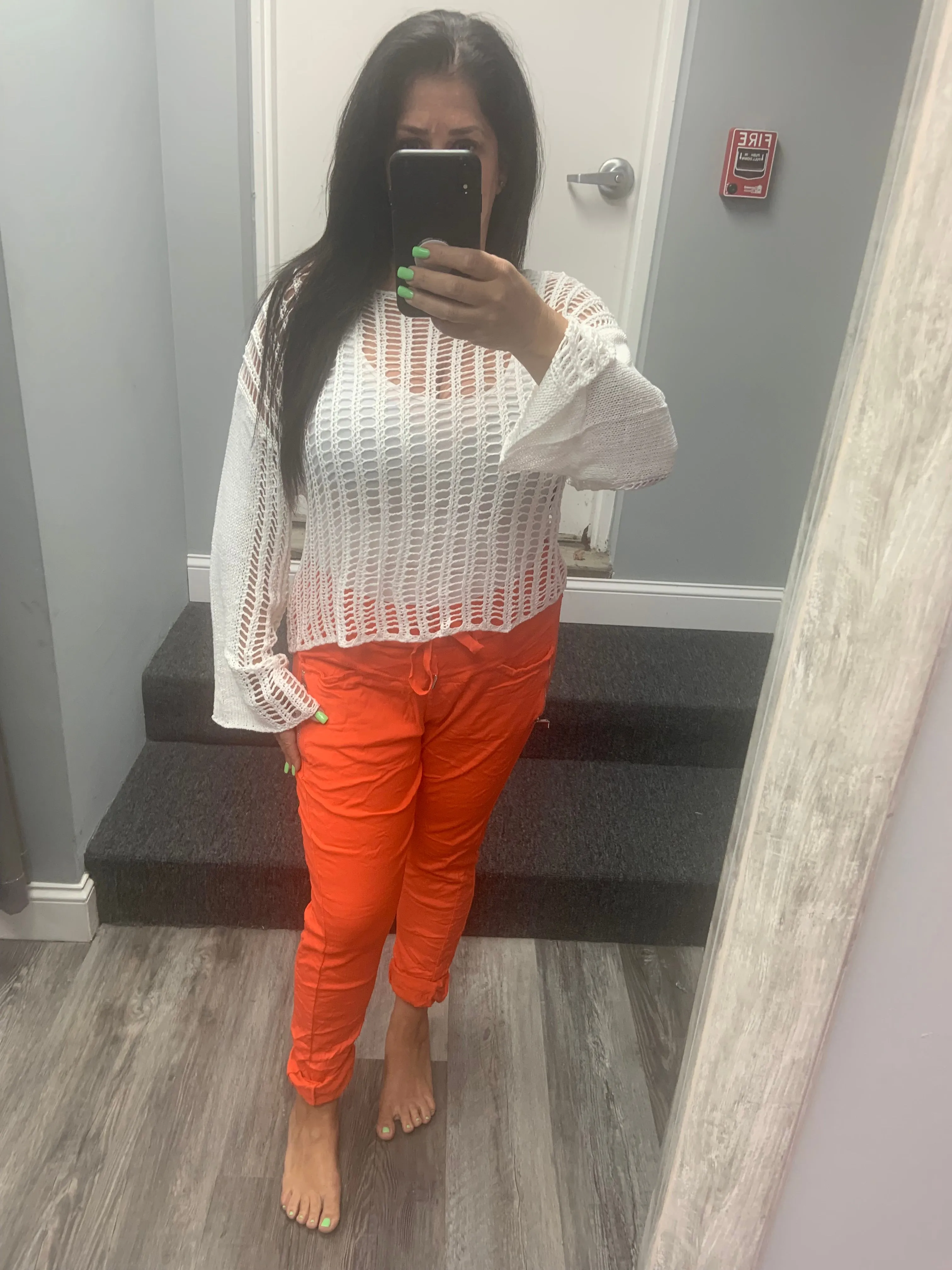 VENTI6 SOLID ZIPPER POCKET DETAIL BLEND CRINKLE JOGGER - ORANGE