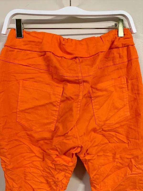 VENTI6 SOLID ZIPPER POCKET DETAIL BLEND CRINKLE JOGGER - ORANGE