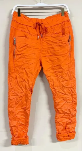 VENTI6 SOLID ZIPPER POCKET DETAIL BLEND CRINKLE JOGGER - ORANGE