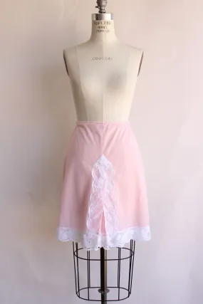 Vintage 1960s 1970s Pink Nylon Panty Slip with Lace Trim