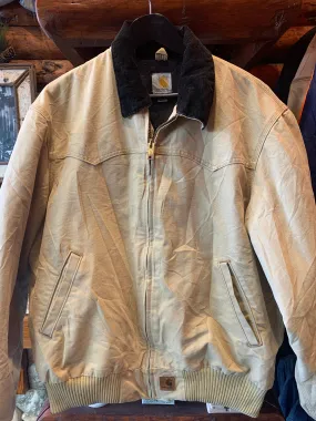 Vintage Carhartt Santa Fe Bomber Cord Collar Quilt Lined. Large