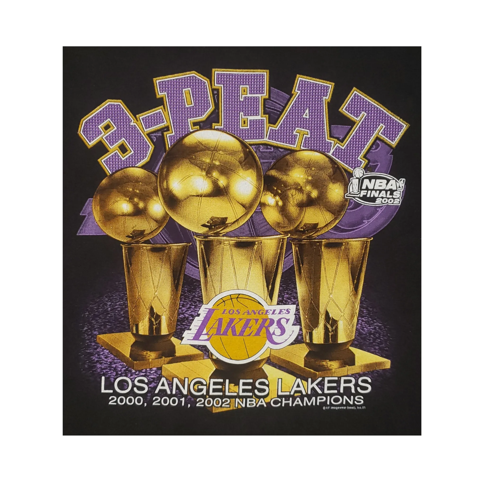 Vintage Los Angeles Lakers NBA Basketball 3-Peat 2002 T-Shirt XL