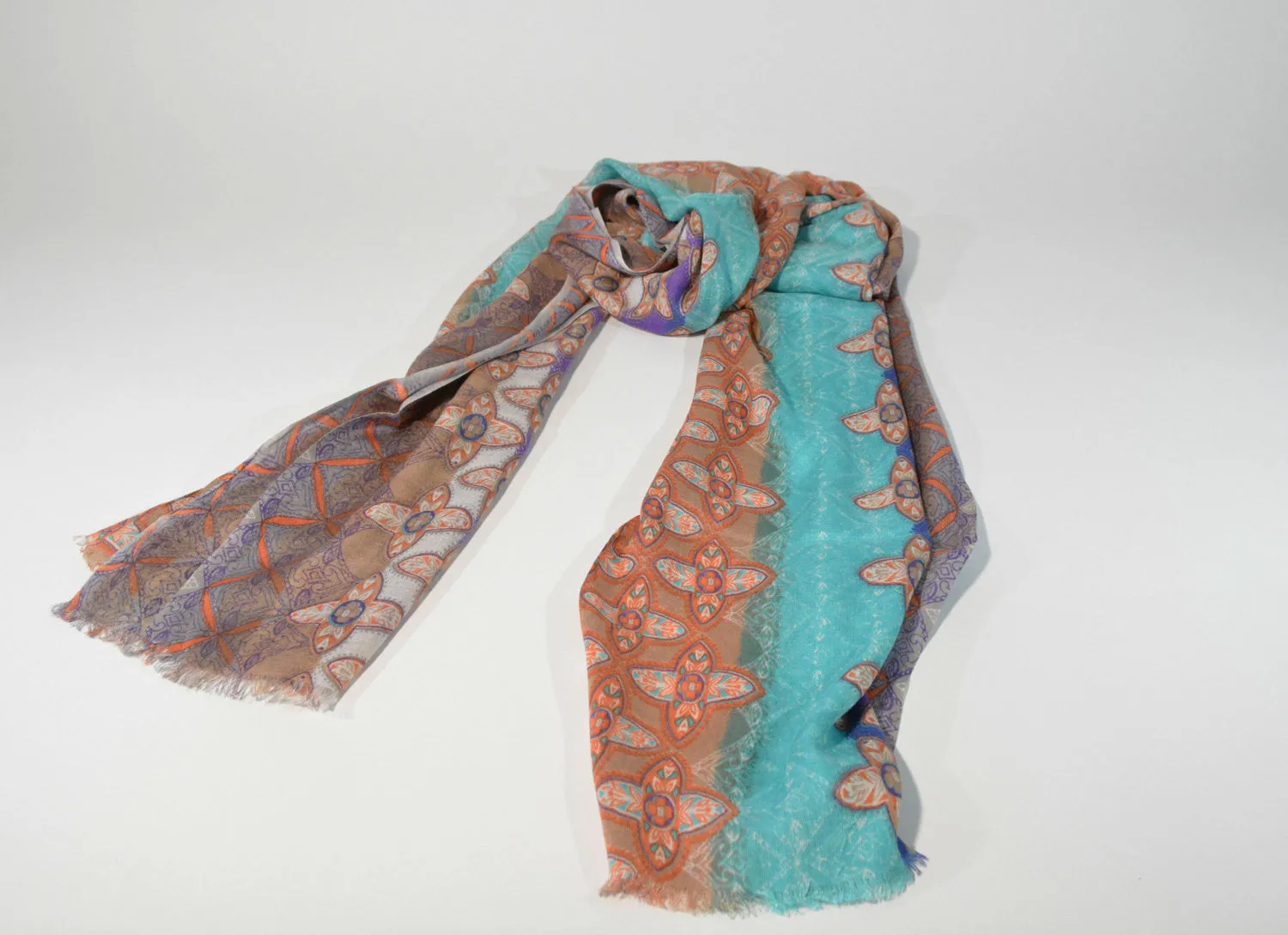 Viscose Scarf-Orange Teal