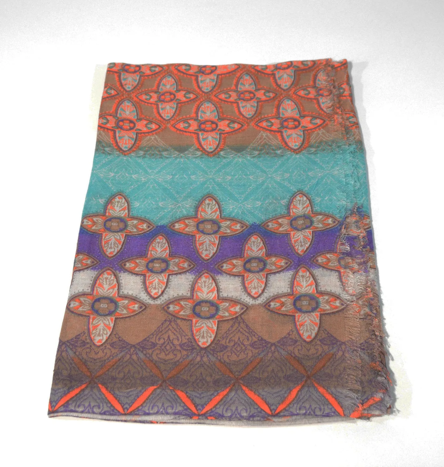 Viscose Scarf-Orange Teal
