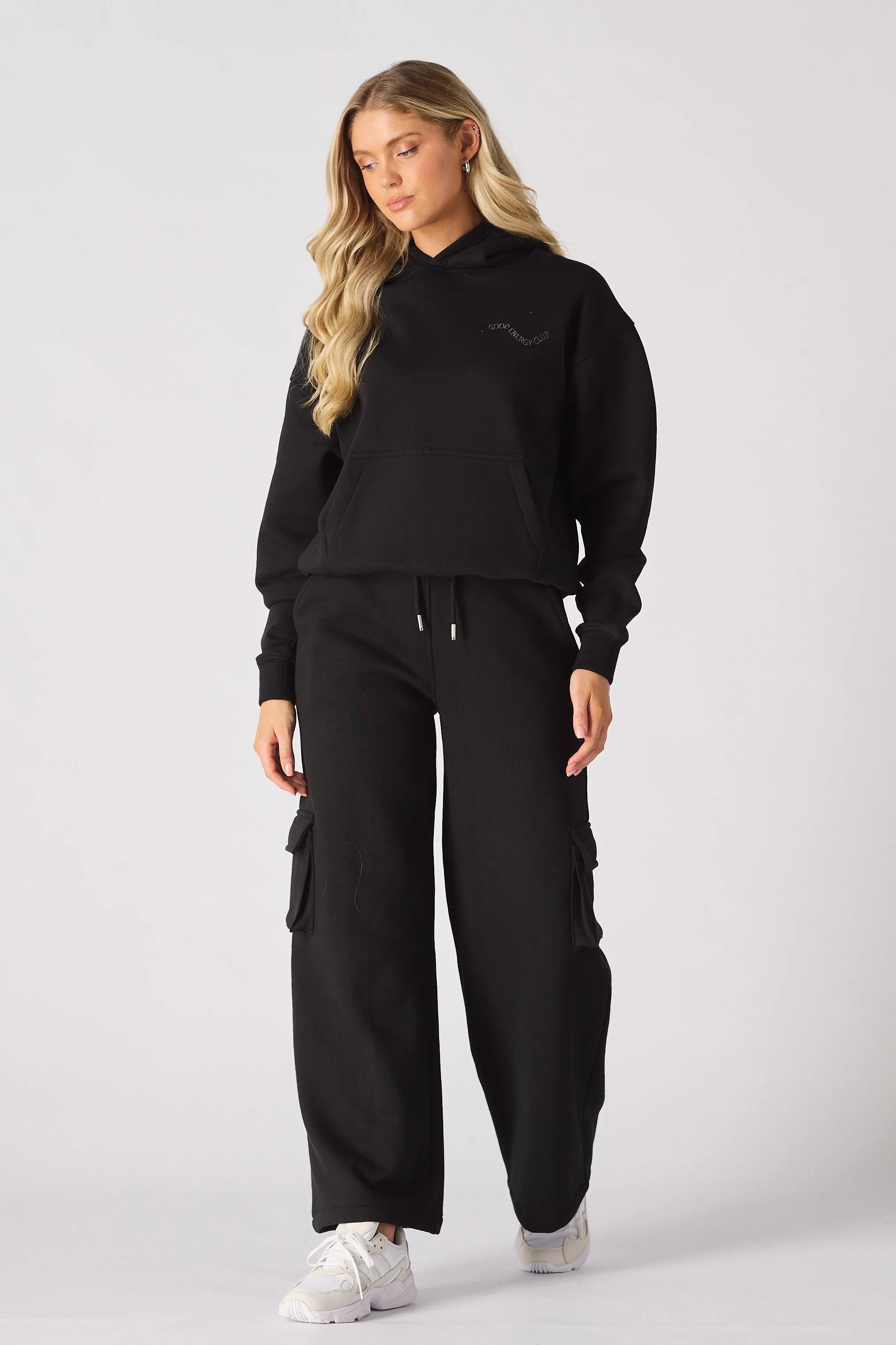 WIDE LEG CARGO JOGGER - BLACK
