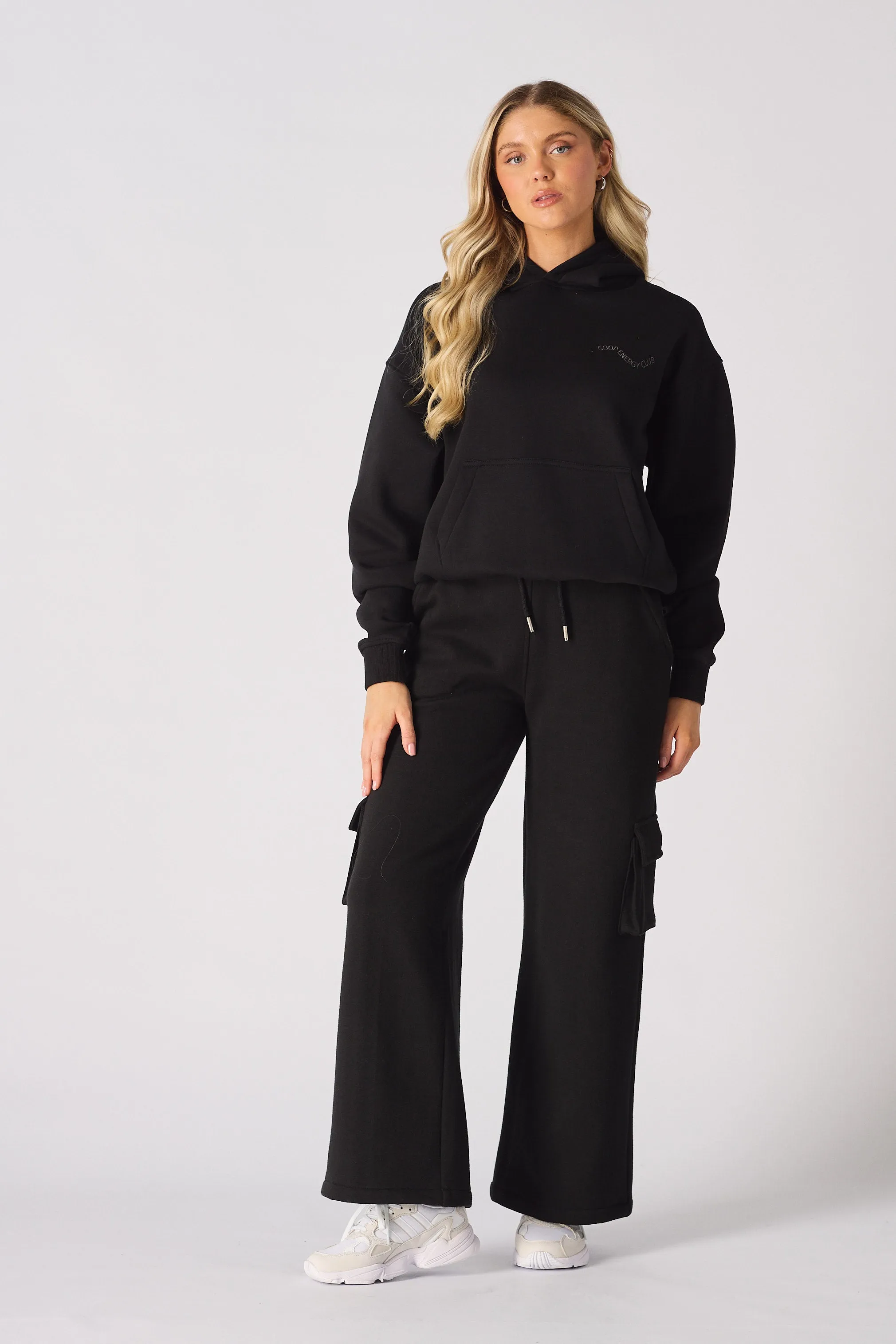 WIDE LEG CARGO JOGGER - BLACK
