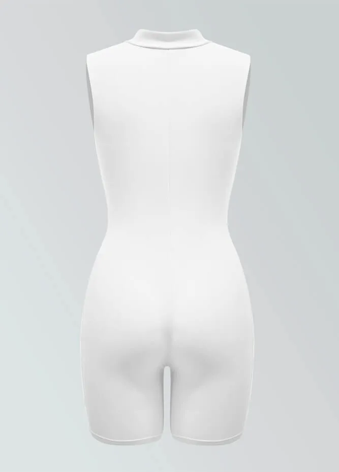 Womens Sleeveless Turtleneck Half-Zip Romper