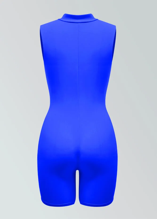 Womens Sleeveless Turtleneck Half-Zip Romper