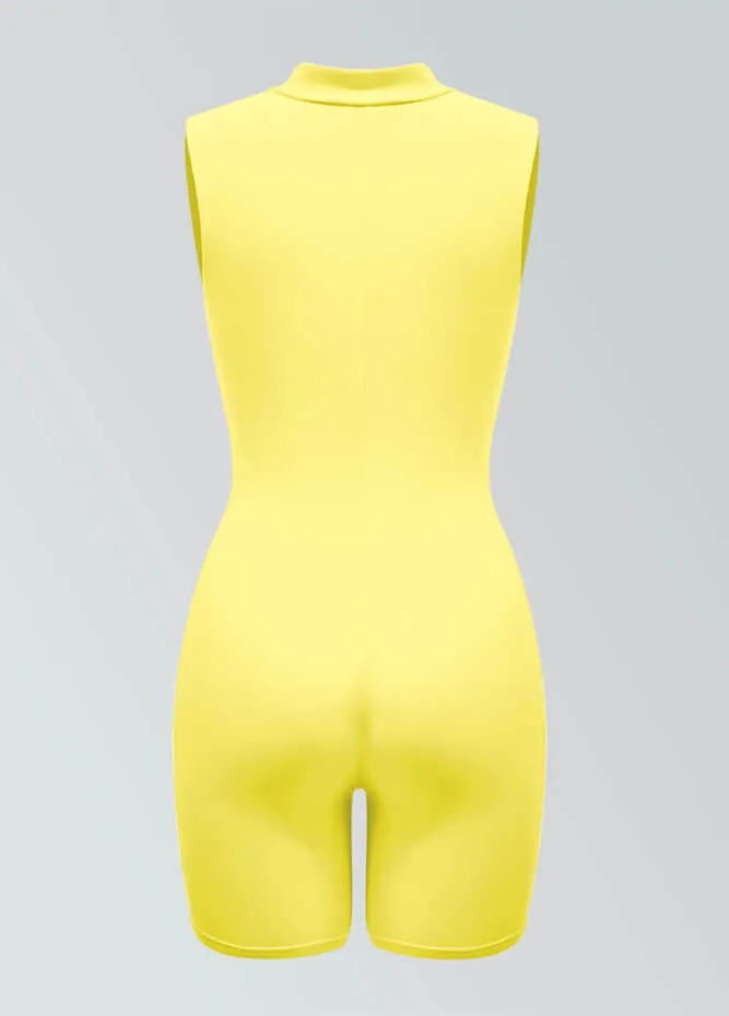 Womens Sleeveless Turtleneck Half-Zip Romper