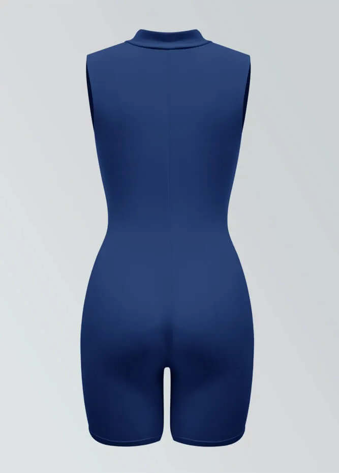 Womens Sleeveless Turtleneck Half-Zip Romper