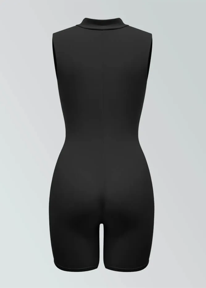 Womens Sleeveless Turtleneck Half-Zip Romper