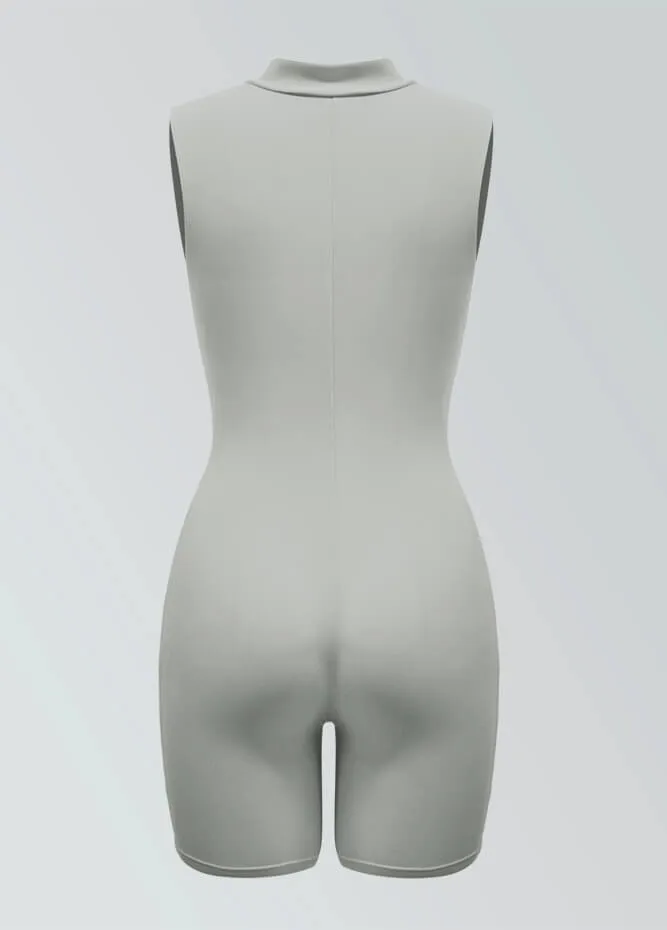 Womens Sleeveless Turtleneck Half-Zip Romper