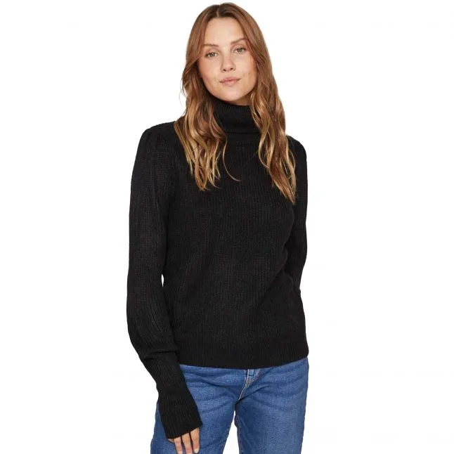 Womens Vila Black Vilou Rollneck Knit