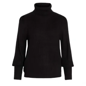 Womens Vila Black Vilou Rollneck Knit