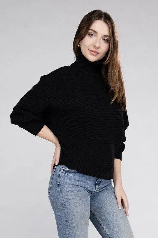 Zenana Viscose Dolman Sleeve Turtleneck Sweater