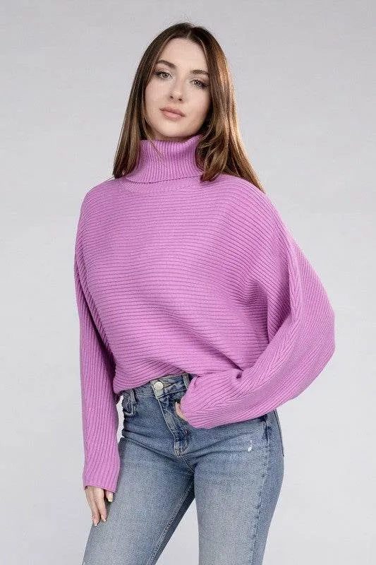 Zenana Viscose Dolman Sleeve Turtleneck Sweater