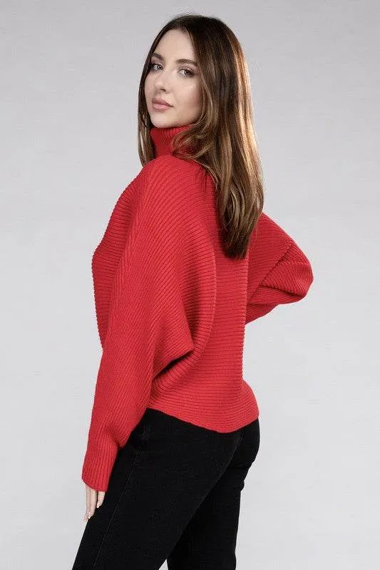 Zenana Viscose Dolman Sleeve Turtleneck Sweater