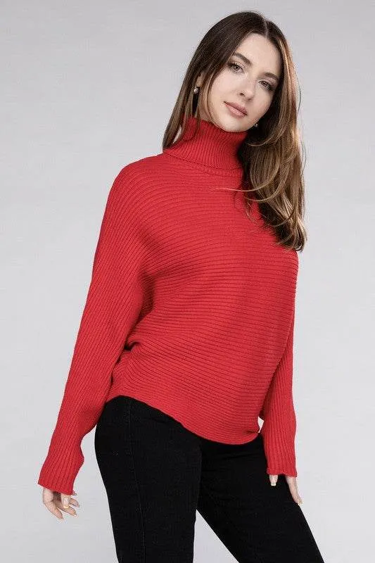 Zenana Viscose Dolman Sleeve Turtleneck Sweater