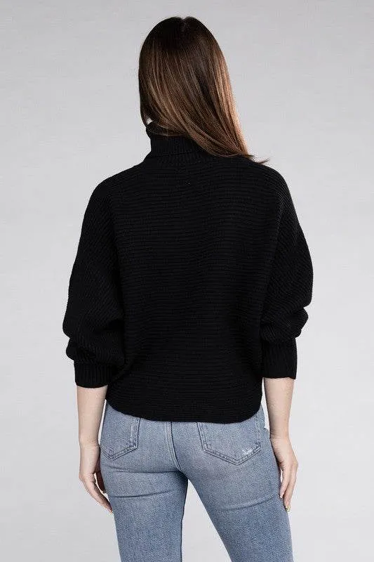 Zenana Viscose Dolman Sleeve Turtleneck Sweater